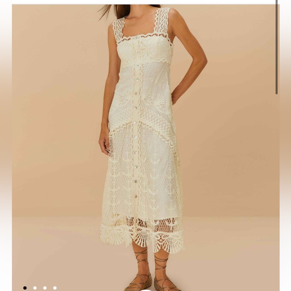 Farm Rio NWT Off-White Nautical Guipure Maxi Dress